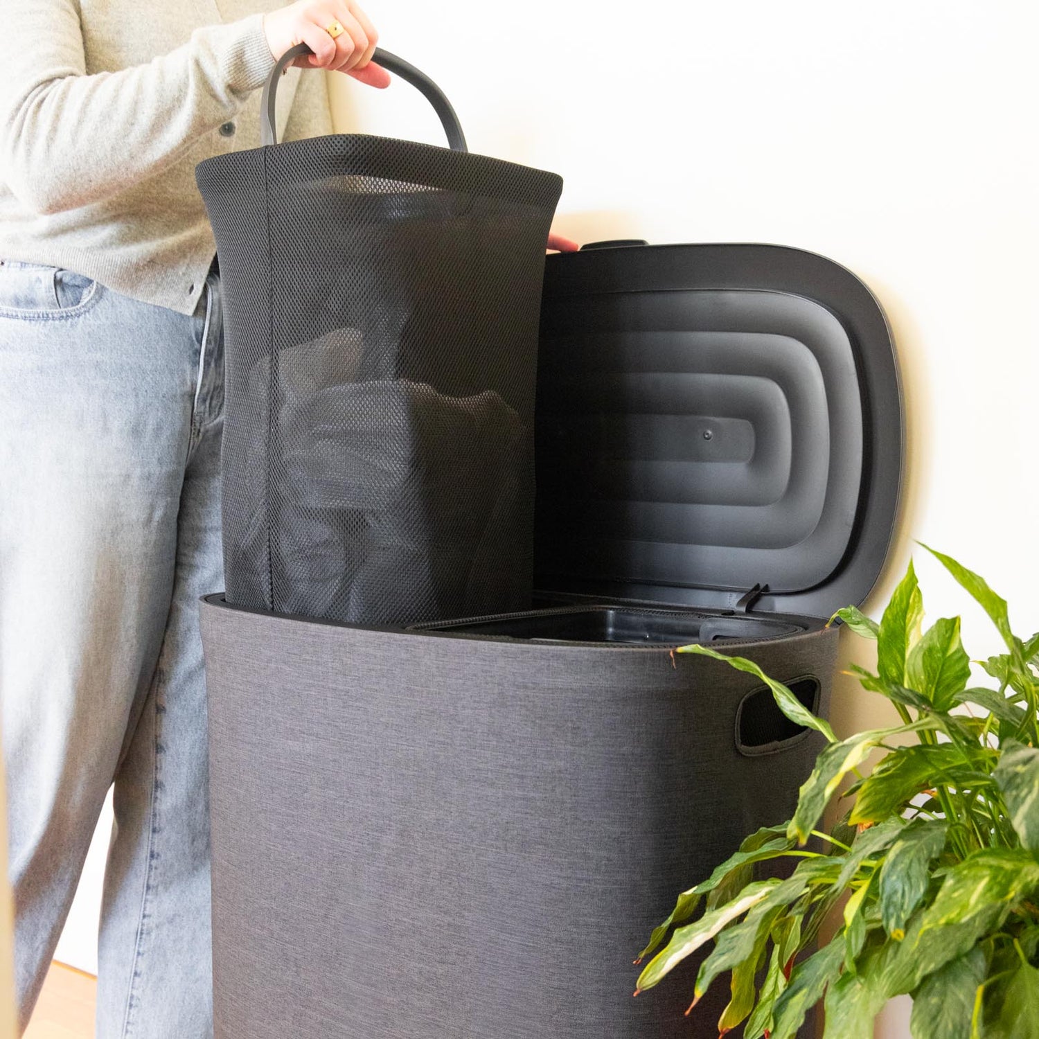 90L Dual Compartment Laundry Hamper